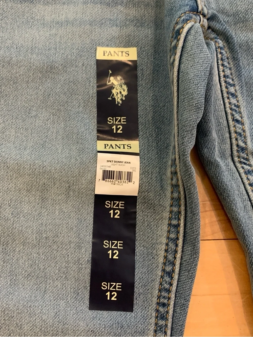U.S. Polo Assn. Skinny Jeans Youth Boys Size 12 Light Wash New with Tags Set